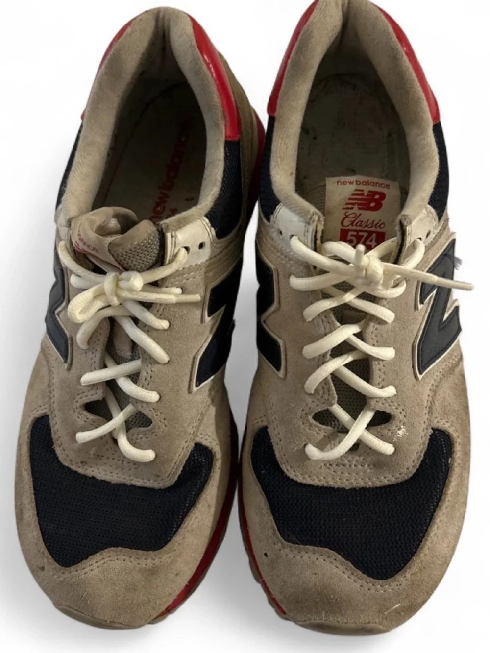 New Balance Beige Navy Red Men's Classic Sneakers